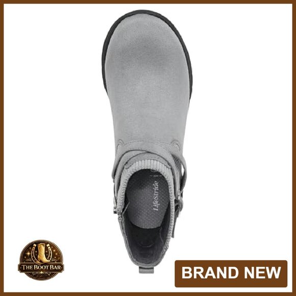 Women's Comfortable Ankle Booties Stretch Knit 1.25" Wedge Heel - Picture 6 of 8